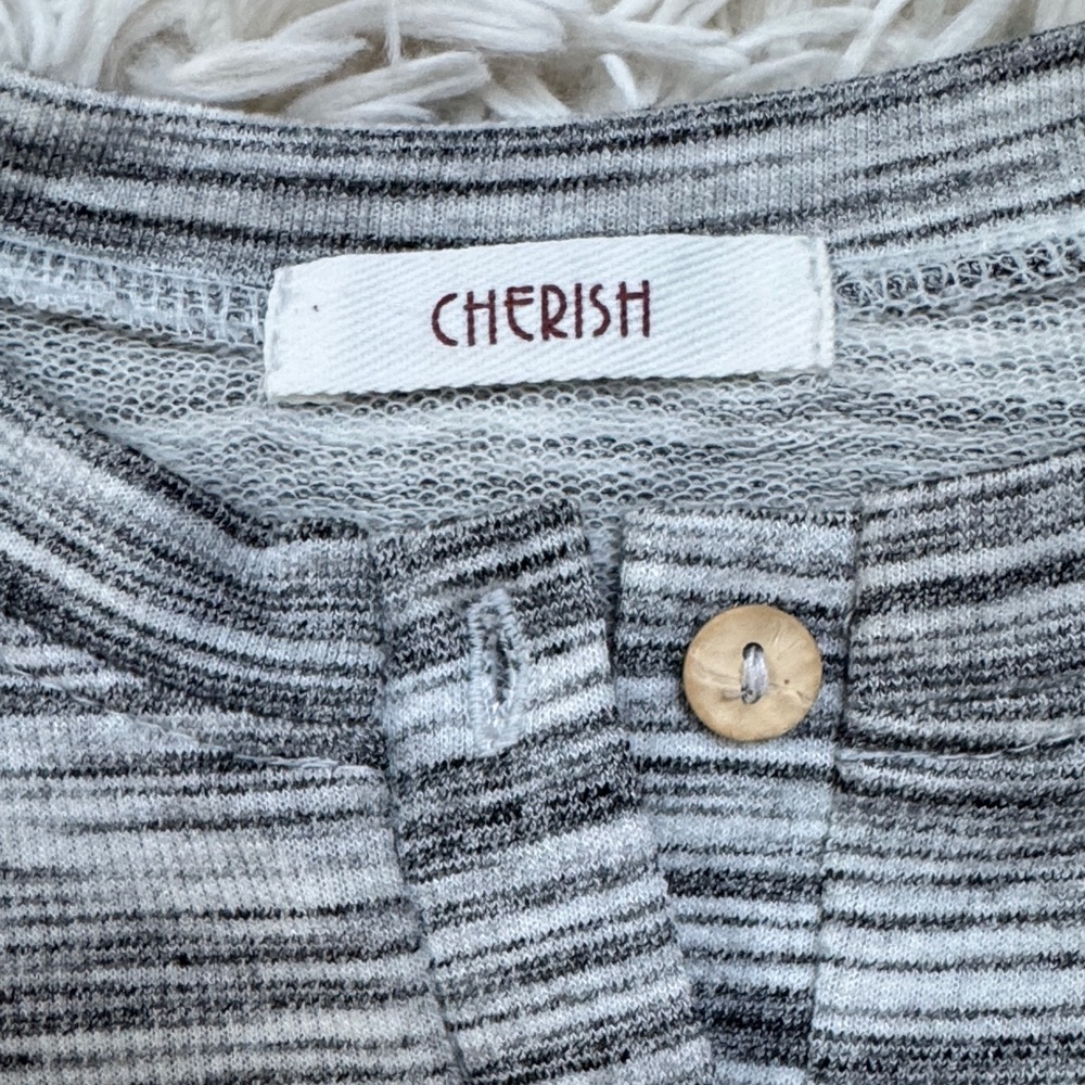 Cherish Striped Henley 💗 Black & Gray - Picture 13 of 14